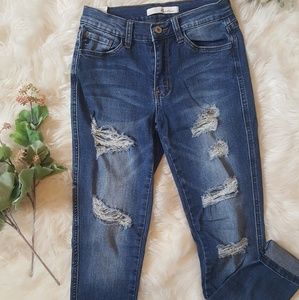Kancan skinny distressed jeans